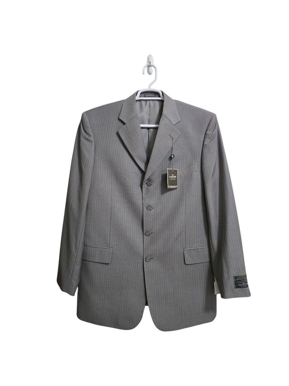 Vanetti NWT Gray Pinstripe Single Breasted Blazer Sz 42L